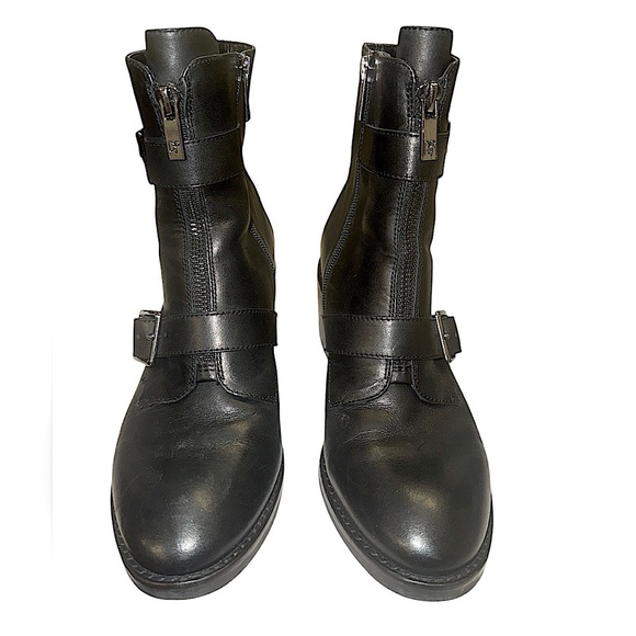 Donald J. Pliner Dusten Black Leather Boots with Buckles & Zipper Detail size 7 - Picture 2 of 10